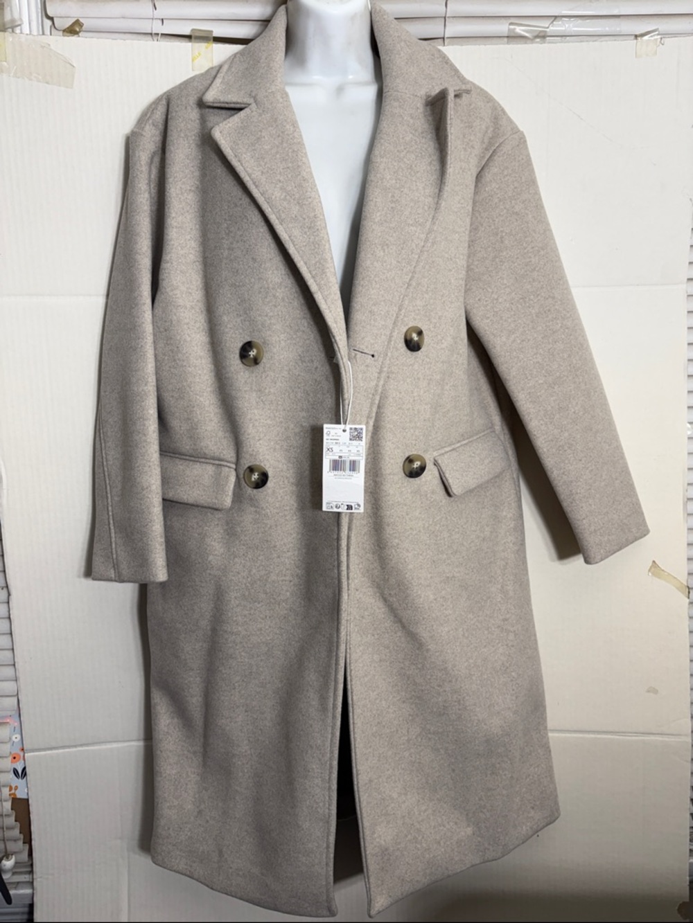 Mango Cozy Wool-Blend Coat in Light Taupe DOUBLE-BREASTED MIDI COAT 5812 - Picture 2 of 7